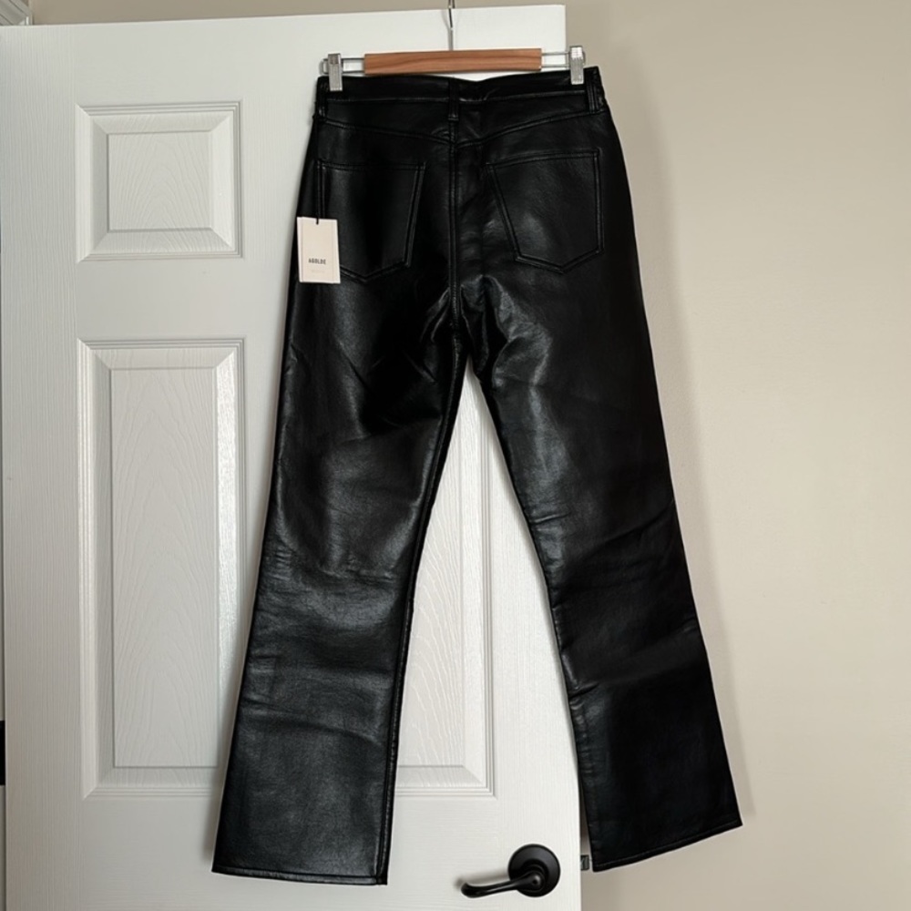 NWT AGOLDE Recycled Leather Mid Rise Relaxed fit Boot Cut Bootcut Pants Trousers - Picture 16 of 16